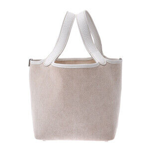 HERMES Picotin White Leather Handbag I Circa Toile icier